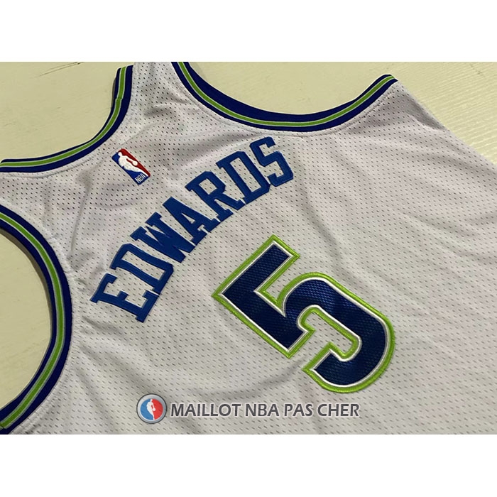 Maillot Minnesota Timberwolves Anthony Edwards NO 5 Mitchell & Ness 2023-24 Blanc